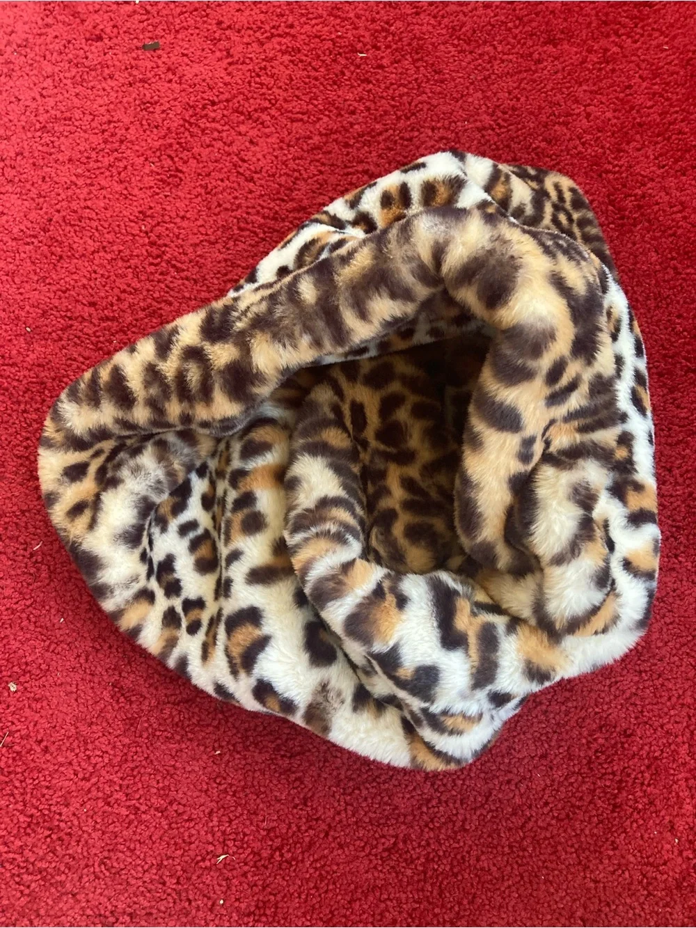 Leopard Print Faux Fur Infinity Scarf - Brown